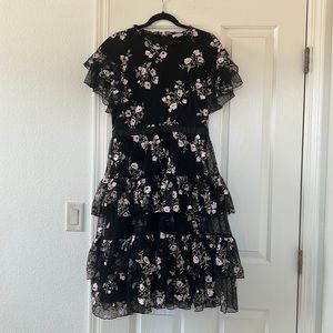 Rachel Parcell black floral embroidered laced dress